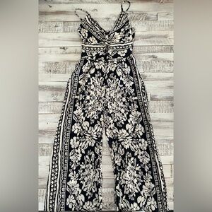 Angie Black and White Floral Jumpsuit